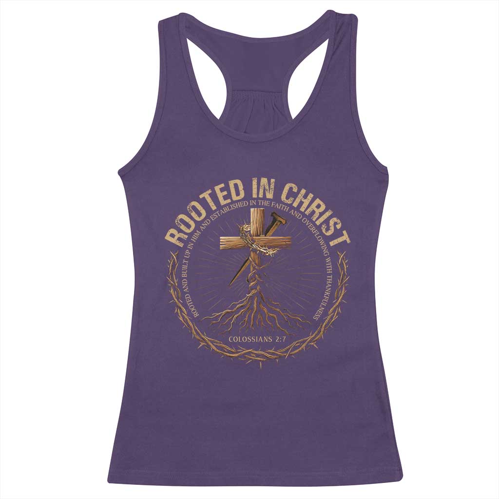 Rooted In Christ Racerback Tank Top Jesus Christian Cross Bible Verse TS11 Purple Print Your Wear