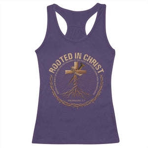Rooted In Christ Racerback Tank Top Jesus Christian Cross Bible Verse TS11 Purple Print Your Wear
