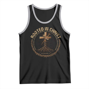 Rooted In Christ Tank Top Jesus Christian Cross Bible Verse TS11 Black Athletic Heather Print Your Wear