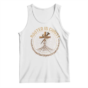 Rooted In Christ Tank Top Jesus Christian Cross Bible Verse TS11 White Print Your Wear