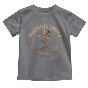 Rooted In Christ Toddler T Shirt Jesus Christian Cross Bible Verse TS11 Charcoal Print Your Wear
