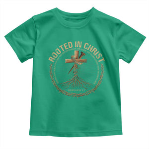Rooted In Christ Toddler T Shirt Jesus Christian Cross Bible Verse TS11 Irish Green Print Your Wear