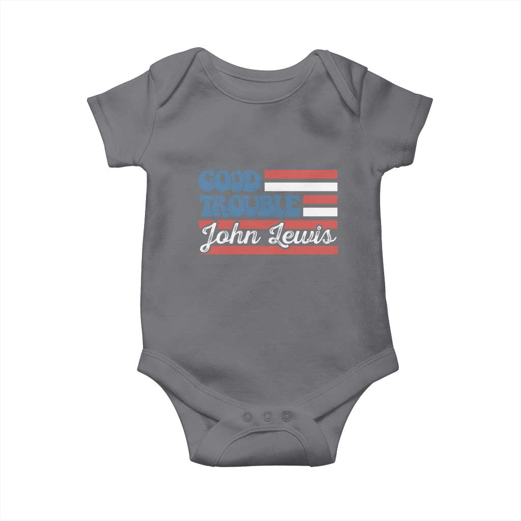 Funny John Lewis Good Trouble Baby Onesie Vintage American Flag TS11 Charcoal Print Your Wear