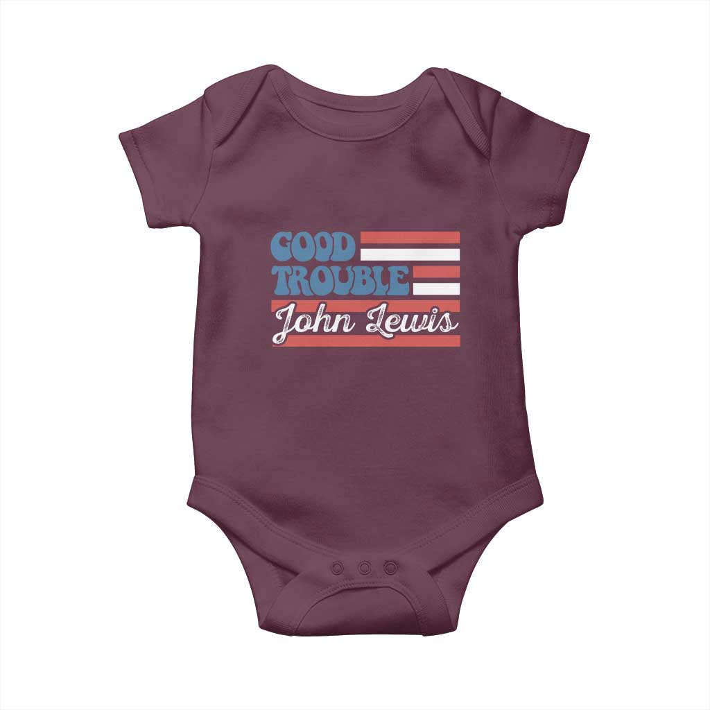 Funny John Lewis Good Trouble Baby Onesie Vintage American Flag TS11 Maroon Print Your Wear