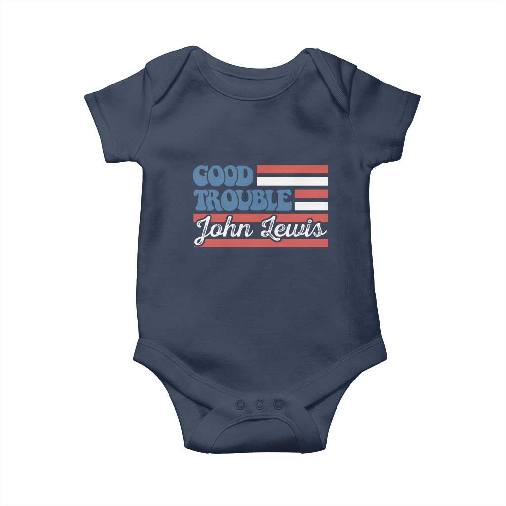 Funny John Lewis Good Trouble Baby Onesie Vintage American Flag TS11 Navy Print Your Wear
