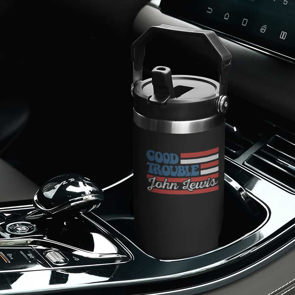 Funny John Lewis Good Trouble Flip Straw Tumbler Vintage American Flag TS11 Print Your Wear