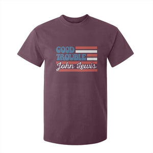 Funny John Lewis Good Trouble T Shirt For Kid Vintage American Flag TS11 Maroon Print Your Wear