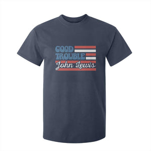 Funny John Lewis Good Trouble T Shirt For Kid Vintage American Flag TS11 Navy Print Your Wear