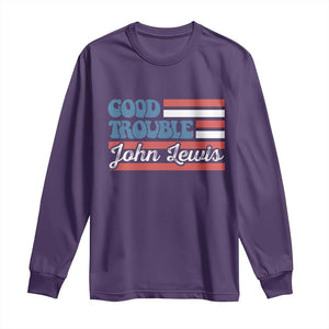 Funny John Lewis Good Trouble Long Sleeve Shirt Vintage American Flag TS11 Purple Print Your Wear
