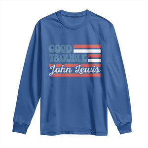 Funny John Lewis Good Trouble Long Sleeve Shirt Vintage American Flag TS11 Royal Blue Print Your Wear