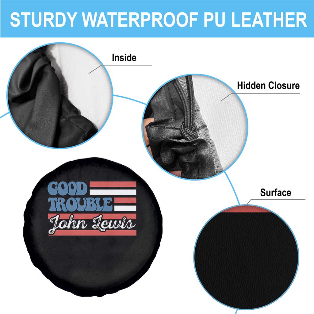 Funny John Lewis Good Trouble Spare Tire Cover Vintage American Flag TS11 Print Your Wear