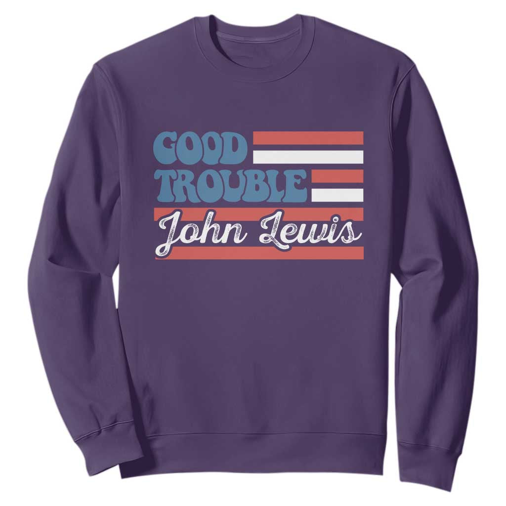 Funny John Lewis Good Trouble Sweatshirt Vintage American Flag TS11 Purple Print Your Wear