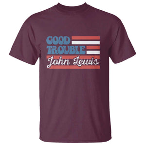 Funny John Lewis Good Trouble T Shirt Vintage American Flag TS11 Maroon Print Your Wear