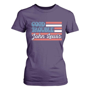 Funny John Lewis Good Trouble T Shirt For Women Vintage American Flag TS11 Purple Print Your Wear