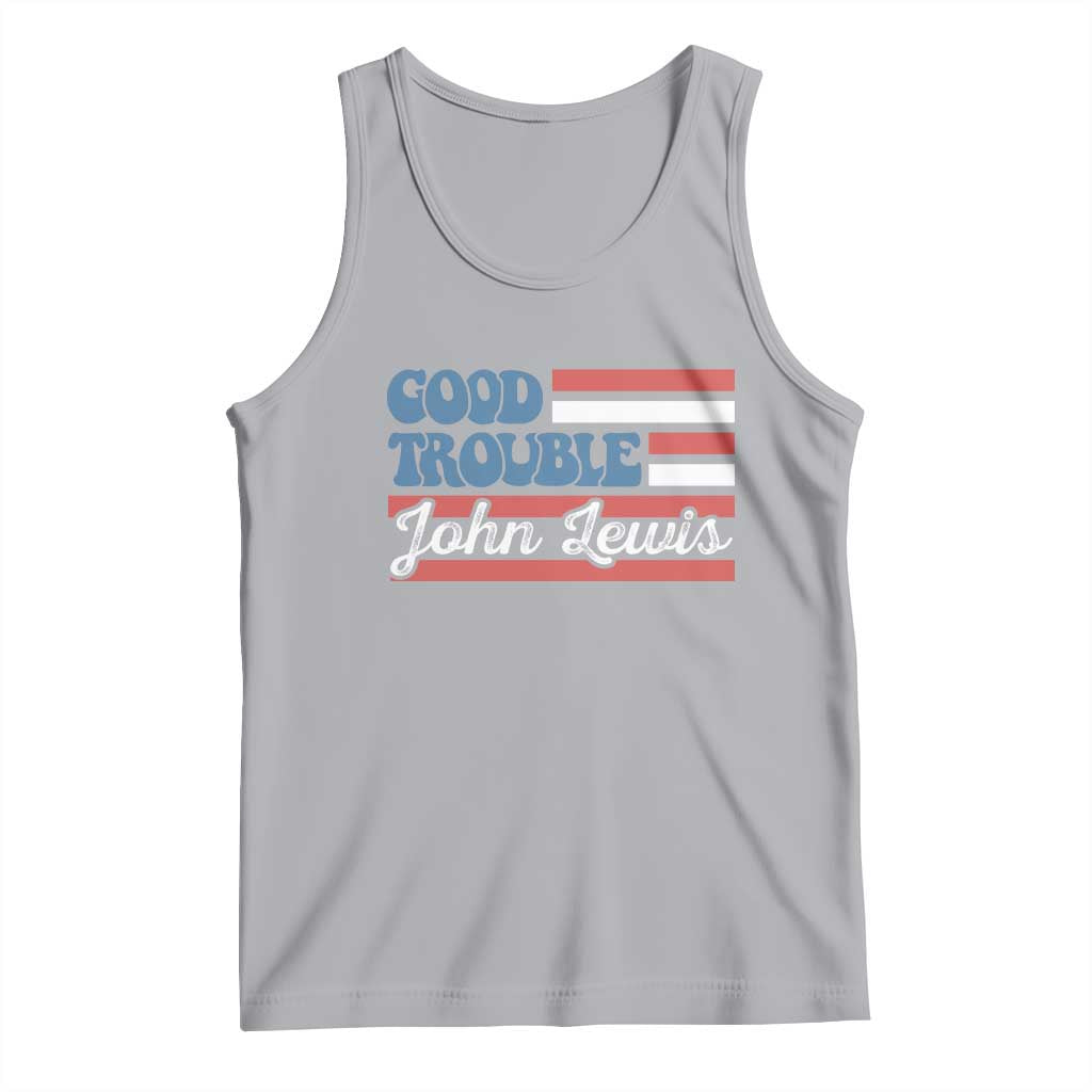 Funny John Lewis Good Trouble Tank Top Vintage American Flag TS11 Athletic Heather Print Your Wear