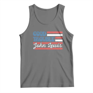 Funny John Lewis Good Trouble Tank Top Vintage American Flag TS11 Black Heather Print Your Wear
