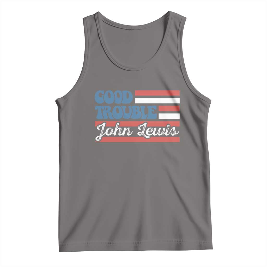 Funny John Lewis Good Trouble Tank Top Vintage American Flag TS11 Deep Heather Print Your Wear