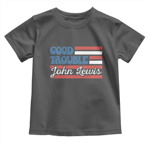 Funny John Lewis Good Trouble Toddler T Shirt Vintage American Flag TS11 Dark Heather Print Your Wear