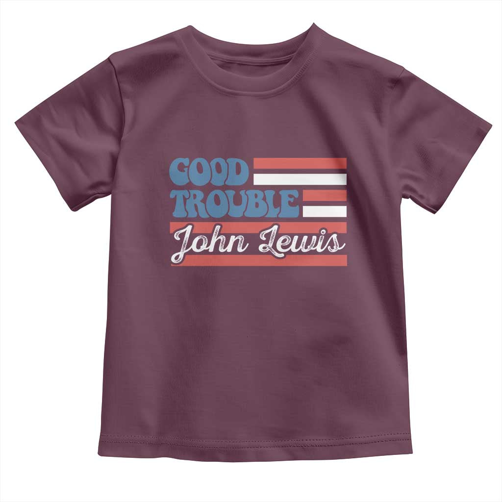 Funny John Lewis Good Trouble Toddler T Shirt Vintage American Flag TS11 Maroon Print Your Wear