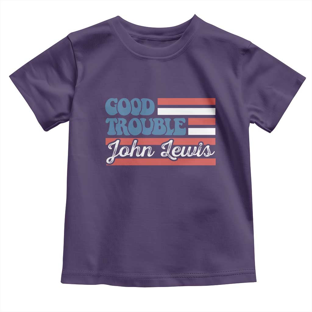 Funny John Lewis Good Trouble Toddler T Shirt Vintage American Flag TS11 Purple Print Your Wear