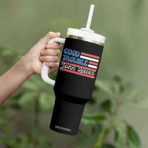 Funny John Lewis Good Trouble Tumbler With Handle Vintage American Flag TS11 Print Your Wear