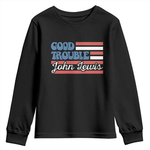 Funny John Lewis Good Trouble Youth Sweatshirt Vintage American Flag TS11 Black Print Your Wear
