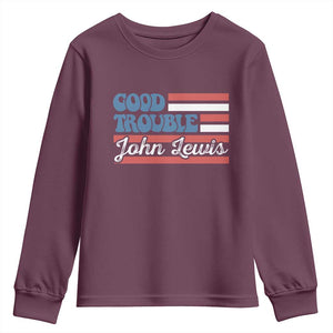 Funny John Lewis Good Trouble Youth Sweatshirt Vintage American Flag TS11 Maroon Print Your Wear