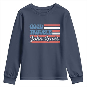 Funny John Lewis Good Trouble Youth Sweatshirt Vintage American Flag TS11 Navy Print Your Wear