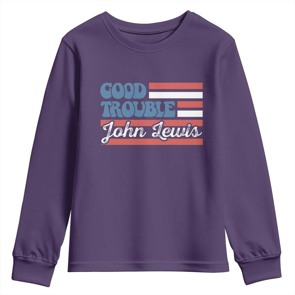 Funny John Lewis Good Trouble Youth Sweatshirt Vintage American Flag TS11 Purple Print Your Wear