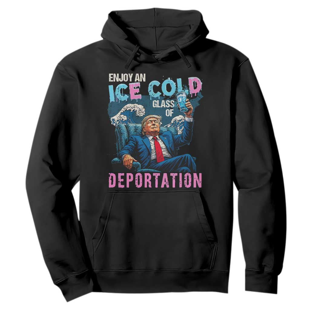 Funny Enjoy An Ice Cold Glass Of Deportation Hoodie American Flag TS11 Black Print Your Wear