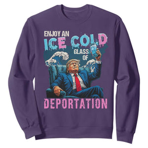 Funny Enjoy An Ice Cold Glass Of Deportation Sweatshirt American Flag TS11 Purple Print Your Wear