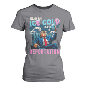 Funny Enjoy An Ice Cold Glass Of Deportation T Shirt For Women American Flag TS11 Charcoal Print Your Wear