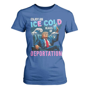 Funny Enjoy An Ice Cold Glass Of Deportation T Shirt For Women American Flag TS11 Royal Blue Print Your Wear