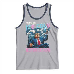 Funny Enjoy An Ice Cold Glass Of Deportation Tank Top American Flag TS11 Athletic Heather Navy Print Your Wear