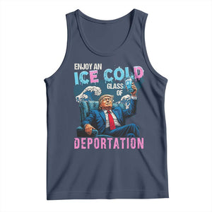 Funny Enjoy An Ice Cold Glass Of Deportation Tank Top American Flag TS11 Navy Print Your Wear