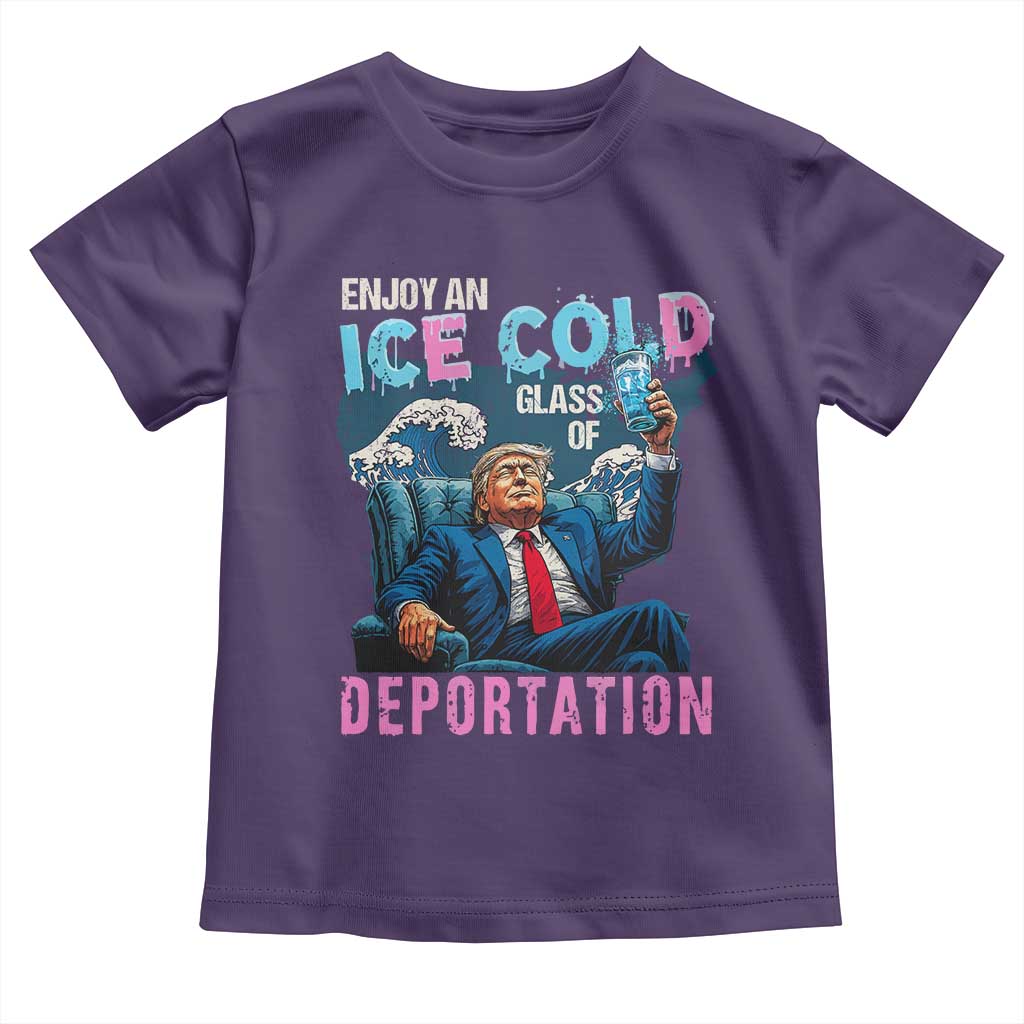 Funny Enjoy An Ice Cold Glass Of Deportation Toddler T Shirt American Flag TS11 Purple Print Your Wear