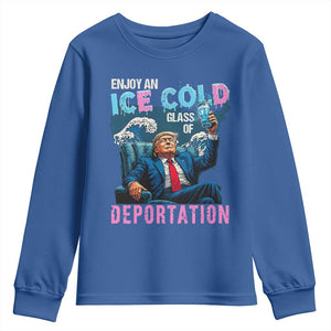 Funny Enjoy An Ice Cold Glass Of Deportation Youth Sweatshirt American Flag TS11 Royal Blue Print Your Wear