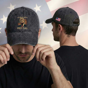 Funny This Is My Pride Flag Trump Washed Cotton Baseball Cap 4th Of July Vintage American Flag TS11 Print Your Wear