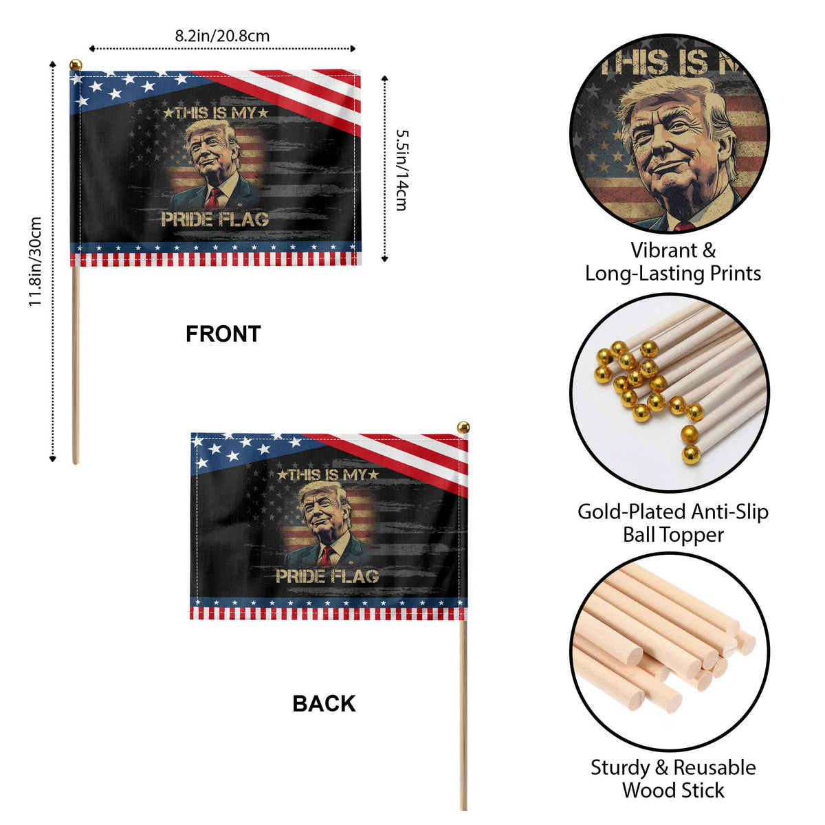 Funny This Is My Pride Flag Trump Patriotic Handheld Flag 4th Of July Vintage American Flag TS11 Print Your Wear