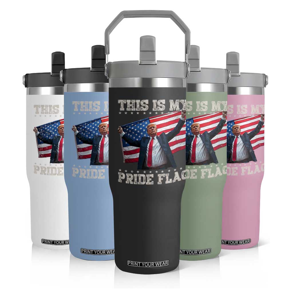 Funny Patriot Trump This Is My Pride Flag Flip Straw Tumbler 4th Of July American Flag TS11 Print Your Wear