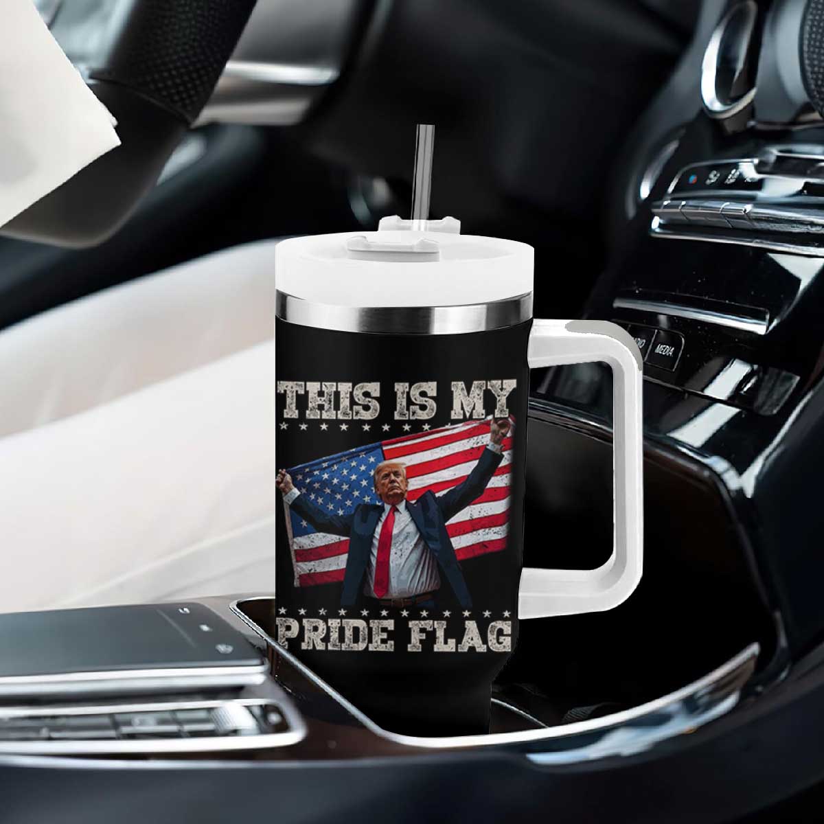Funny Patriot Trump This Is My Pride Flag Tumbler With Handle 4th Of July American Flag TS11 Print Your Wear