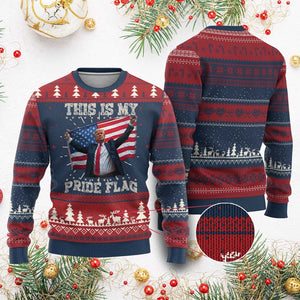 Funny Patriot Trump This Is My Pride Flag Knit Sweatshirt 4th Of July American Flag TS11 Burgundy Print Your Wear