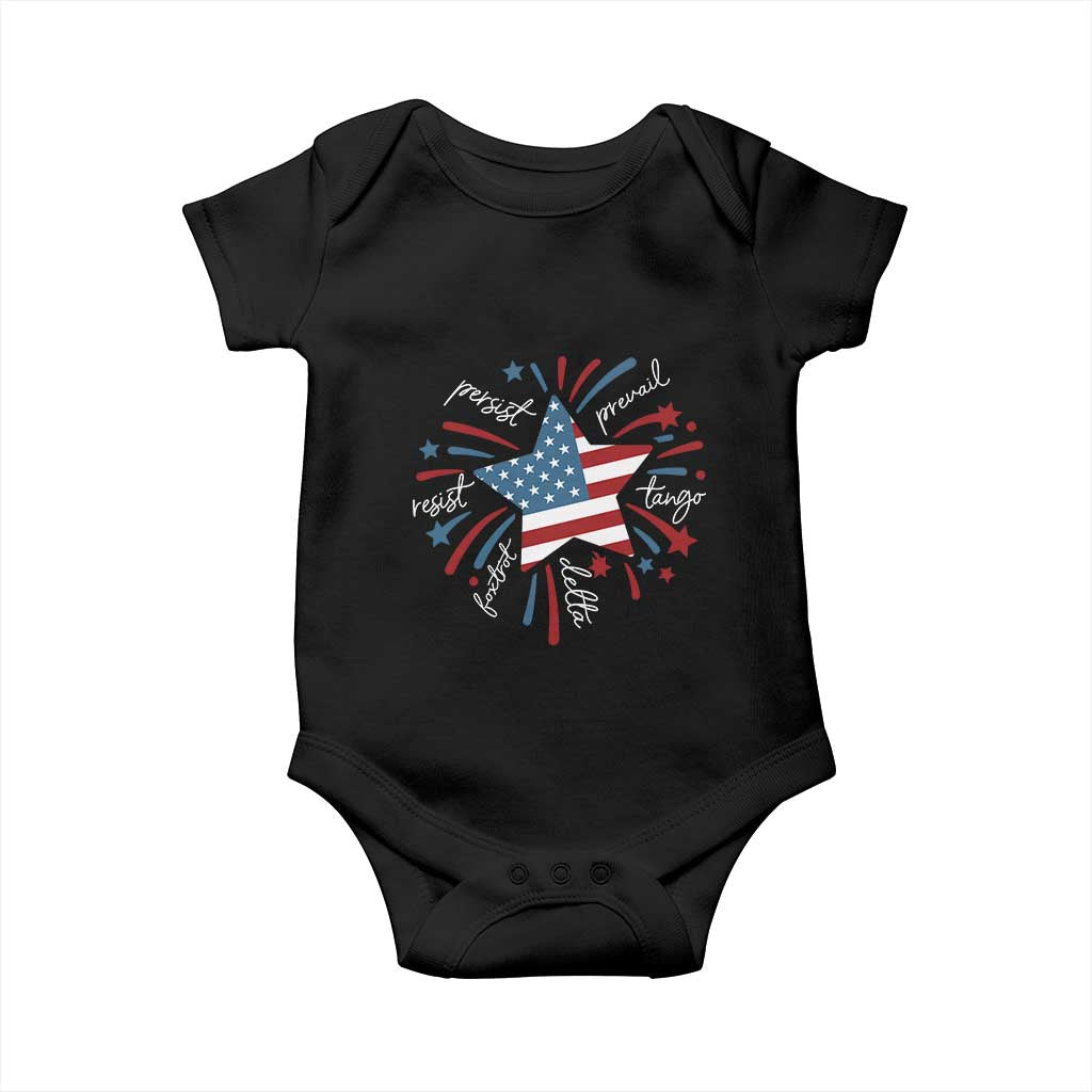 Funny 4th of July Fireworks Foxtrot Delta Tango Baby Onesie TS11 Black Print Your Wear