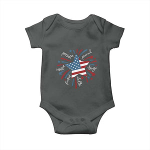 Funny 4th of July Fireworks Foxtrot Delta Tango Baby Onesie TS11 Dark Heather Print Your Wear