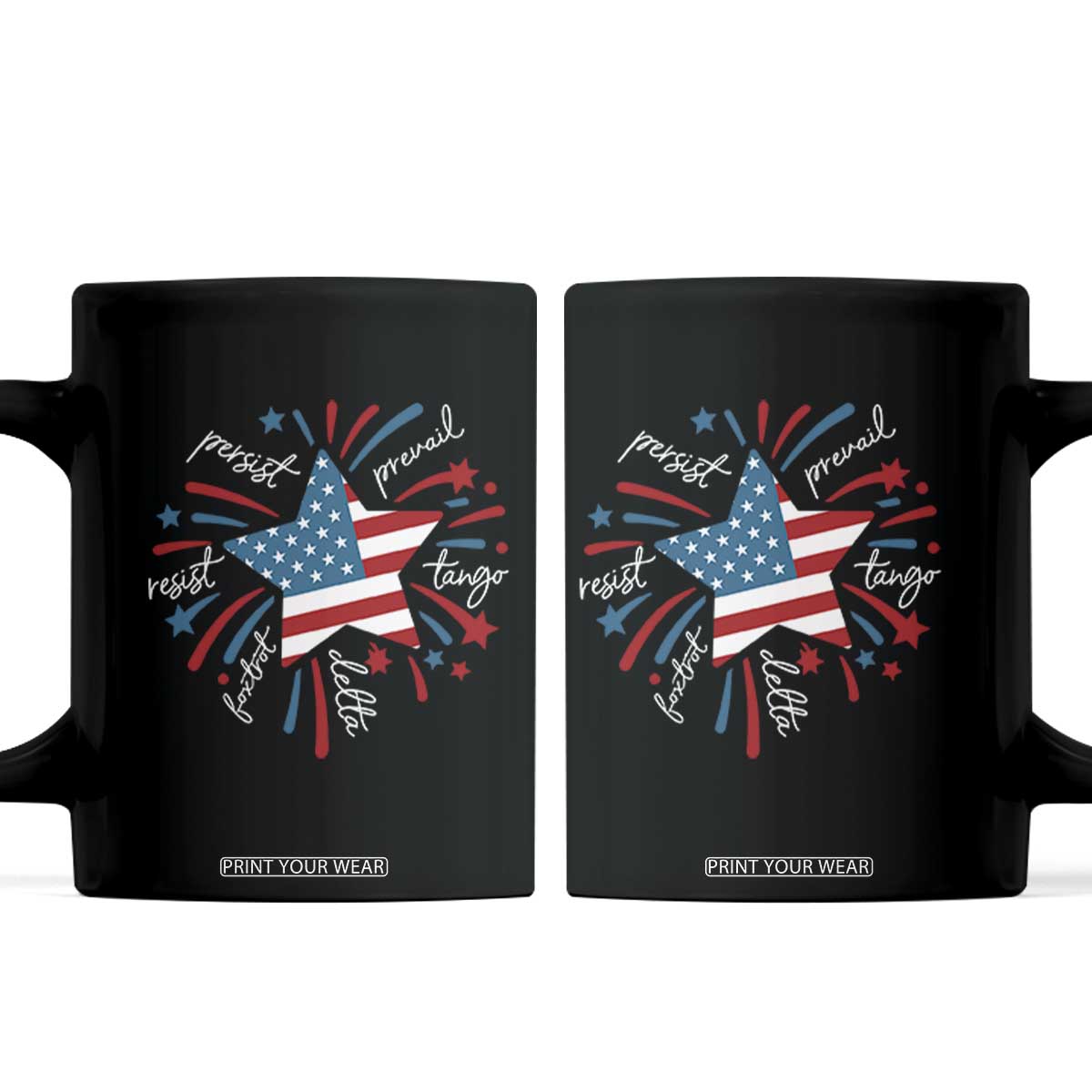 Funny 4th of July Fireworks Foxtrot Delta Tango Coffee Mug TS11 Black Print Your Wear