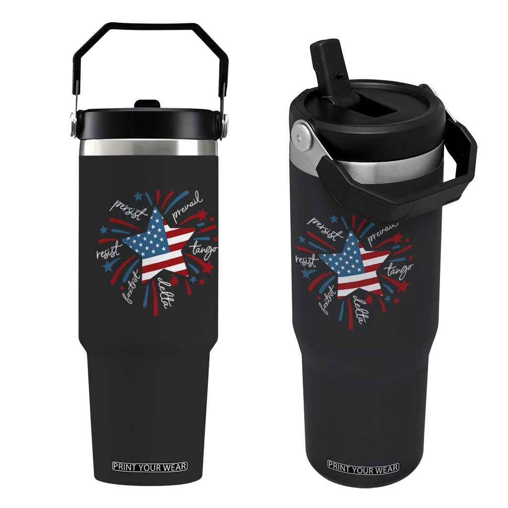 Funny 4th of July Fireworks Foxtrot Delta Tango Flip Straw Tumbler TS11 One Size: 30 oz Black Print Your Wear