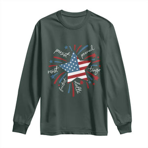 Funny 4th of July Fireworks Foxtrot Delta Tango Long Sleeve Shirt TS11 Dark Forest Green Print Your Wear