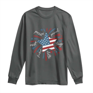 Funny 4th of July Fireworks Foxtrot Delta Tango Long Sleeve Shirt TS11 Dark Heather Print Your Wear