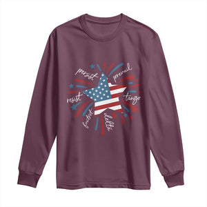 Funny 4th of July Fireworks Foxtrot Delta Tango Long Sleeve Shirt TS11 Maroon Print Your Wear