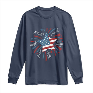 Funny 4th of July Fireworks Foxtrot Delta Tango Long Sleeve Shirt TS11 Navy Print Your Wear